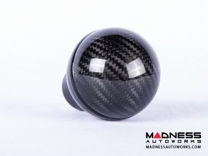 FIAT 500 Gear Shift Knob - Black Italy - Carbon Fiber Top/ Black Base and Black Side Stripe